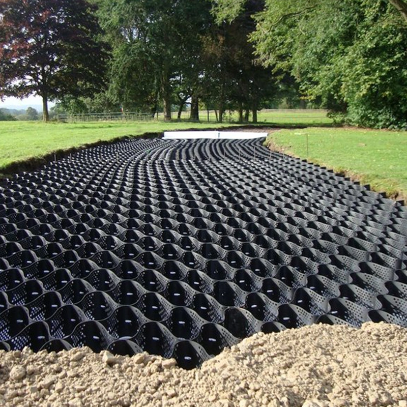 Honeycomb Geoweb HDPE Pea Gravel Stabilizer Grid Geocells สำหรับการควบคุมการกัดเซาะ 3