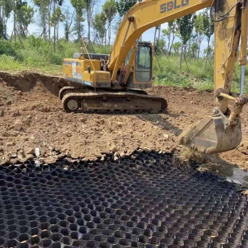 Honeycomb Geoweb HDPE Pea Gravel Stabilizer Grid Geocells สำหรับการควบคุมการกัดเซาะ 4