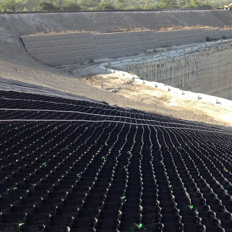 Honeycomb Geoweb HDPE Pea Gravel Stabilizer Grid Geocells สำหรับการควบคุมการกัดเซาะ 5