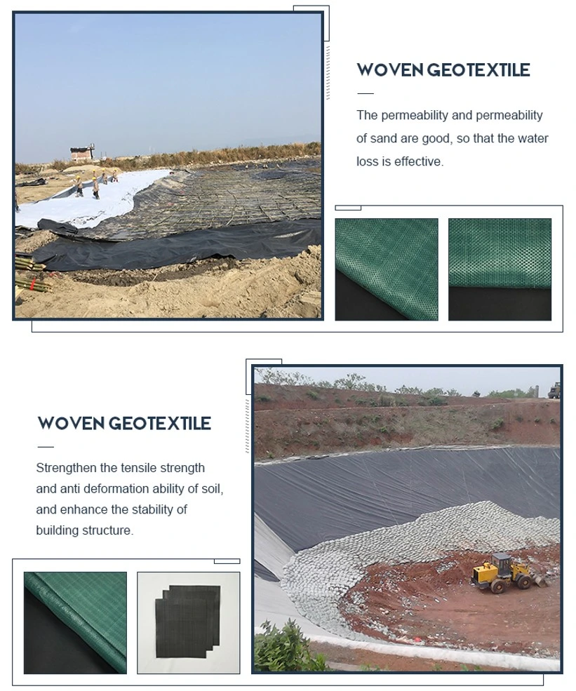 เสถียรภาพผ้าทอที่ผ่านการรับรอง PP Woven Geotextile สำหรับการเสริมแรงของดิน 2