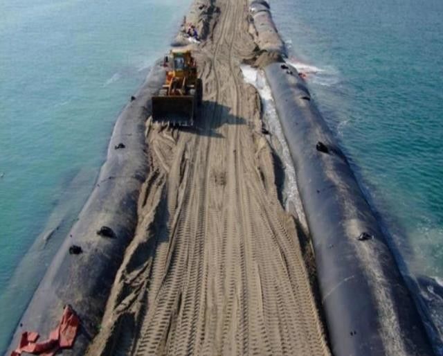 ขุดถุง Geotextile Geotube Dewatering ถุงกรองตะกอน
