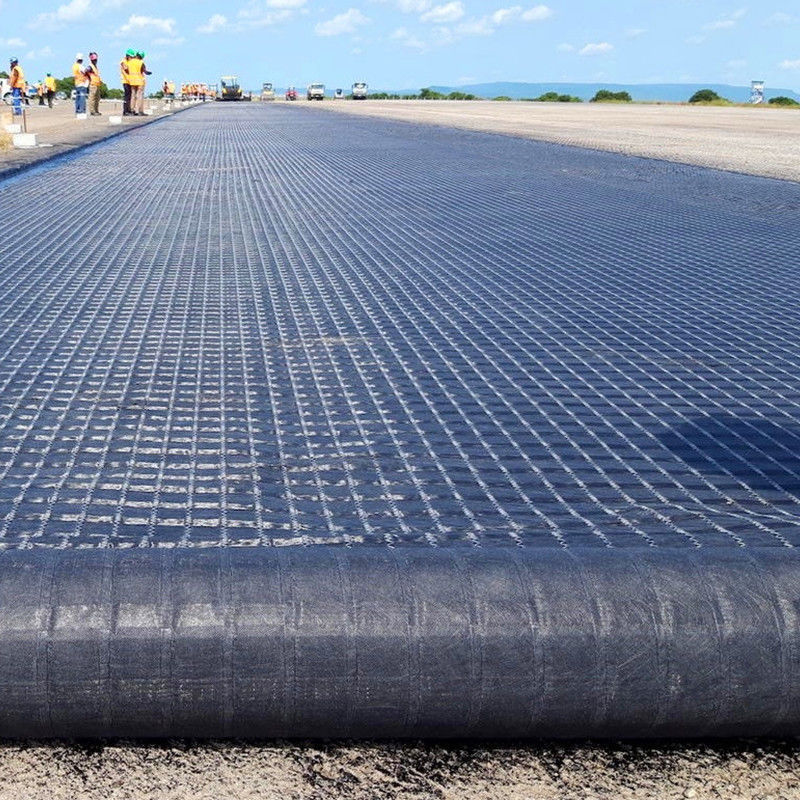 สารประกอบ Bi-Axial Fiberglass Geogrid With Nonwoven Geotextile สําหรับการเสริมสร้างดิน/วัสดุก่อสร้างถนน