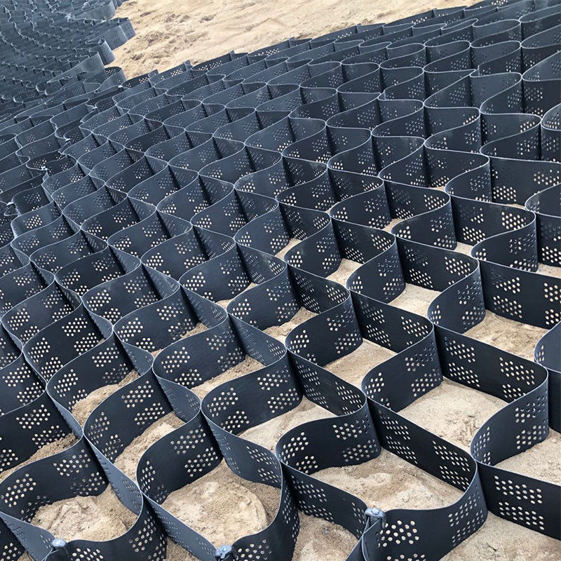ระบบขังเซลล์สูงที่มีเนื้อเยื่อ ผึ้งผึ้ง HDPE Geocell สําหรับถนน มูลนิธิ ป้องกันหินลุ่ม ที่จอดรถ ทางเดิน ถนน
