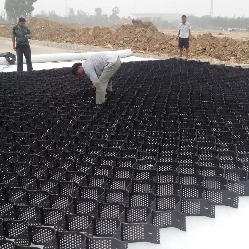 250 มม 75 มม 100 มม 150 มม Hdpe Geocell เนื้อเยื่อสูง HDPE ผึ้งก้อนกรีดหินพลาสติก Geocell ราคาโรงงานตรง