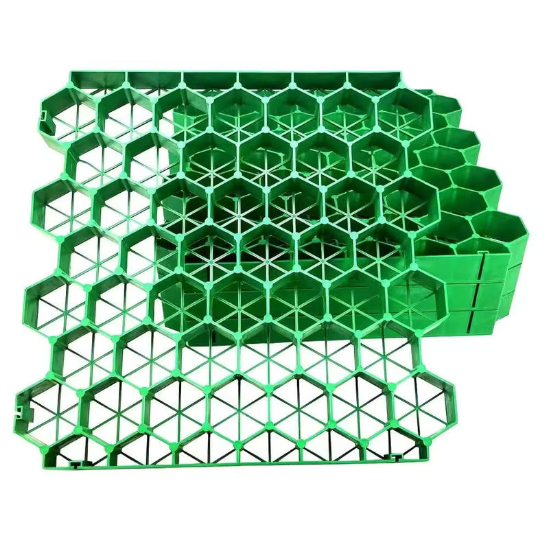 HDPE Grid ผู้ผลิต พลาสติก Gravel Paver Grid Grid สําหรับทางเดินและที่จอดรถ สีเขียว สีดํา