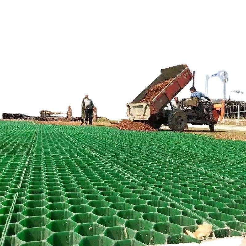 HDPE Grid ผู้ผลิต พลาสติก Gravel Paver Grid Grid สําหรับทางเดินและที่จอดรถ สีเขียว สีดํา