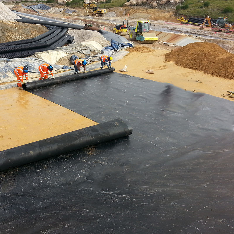 แผ่นรองบ่อ HDPE Geomembrane ขนาด 0.75-2.5 มม. สำหรับบ่อปลา บ่อกุ้ง เขื่อนบ่อขยะ เหมือง