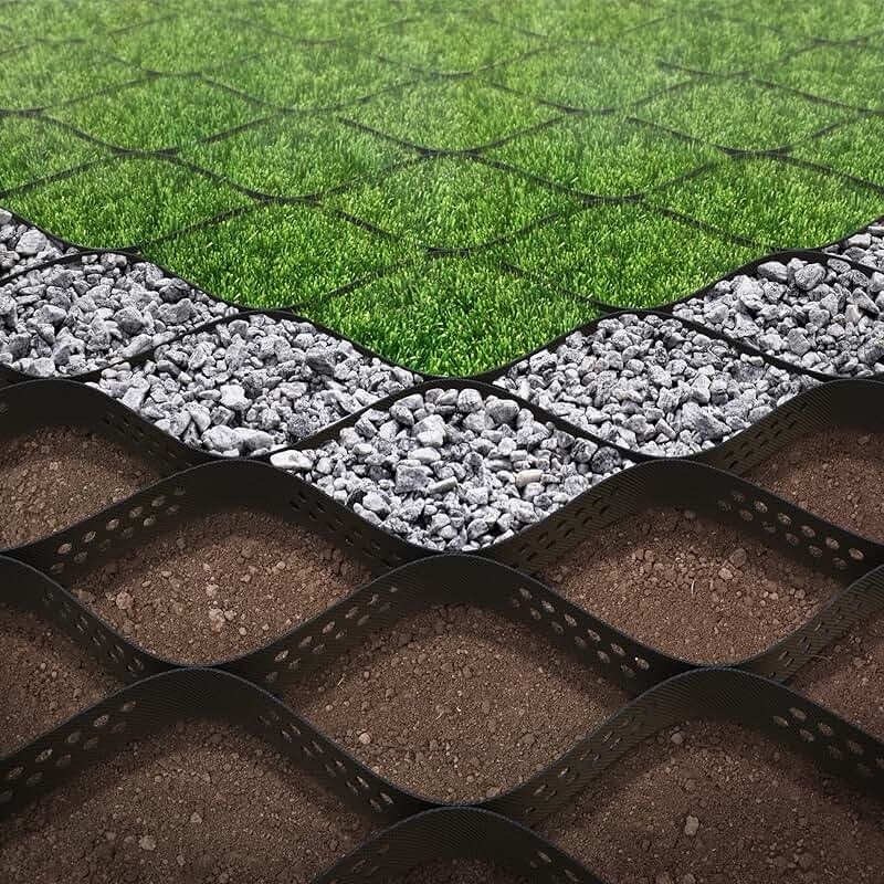 HDPE Geocell แบบมีรูพรุน ระบบกักกันเซลล์สูง รังผึ้ง HDPE Geocell สำหรับฐานรากถนน ป้องกันลาดเอียง ลานจอดรถ ทางเข้า กำแพงกันดิน