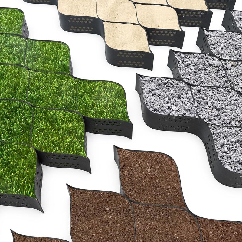 แผ่นใยสังเคราะห์ HDPE พลาสติก Geocell สำหรับเสริมฐานรากอ่อน Geocell HDPE สำหรับการเสริมความแข็งแรงของพื้นผิวถนน ราคาถูก ตัวปรับเสถียรภาพกรวด Geocell ในการก่อสร้างถนน