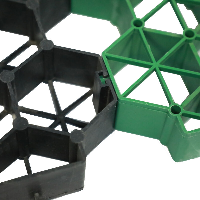 แผ่นปูพื้นหญ้า HDPE ที่เป็นมิตรต่อสิ่งแวดล้อม ทนทาน สำหรับทางเข้า, การจัดสวน, การเสริมความแข็งแรงของสนามหญ้า และการรักษาเสถียรภาพของกรวดในลานจอดรถ